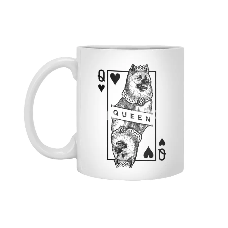 Icelandic Sheepdog Queen Of Hearts Funny Dog Lover Pop Art Beyaz Kupa