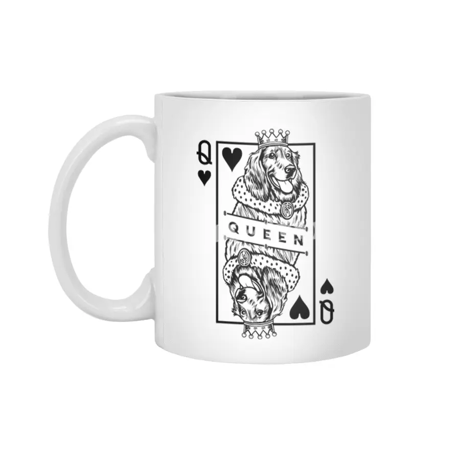 Irish Setter Queen Of Hearts Funny Dog Lover Card Pop Art Beyaz Kupa