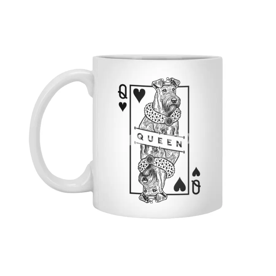 Irish Terrier Queen Of Hearts Funny Dog Lover Pop Art Beyaz Kupa