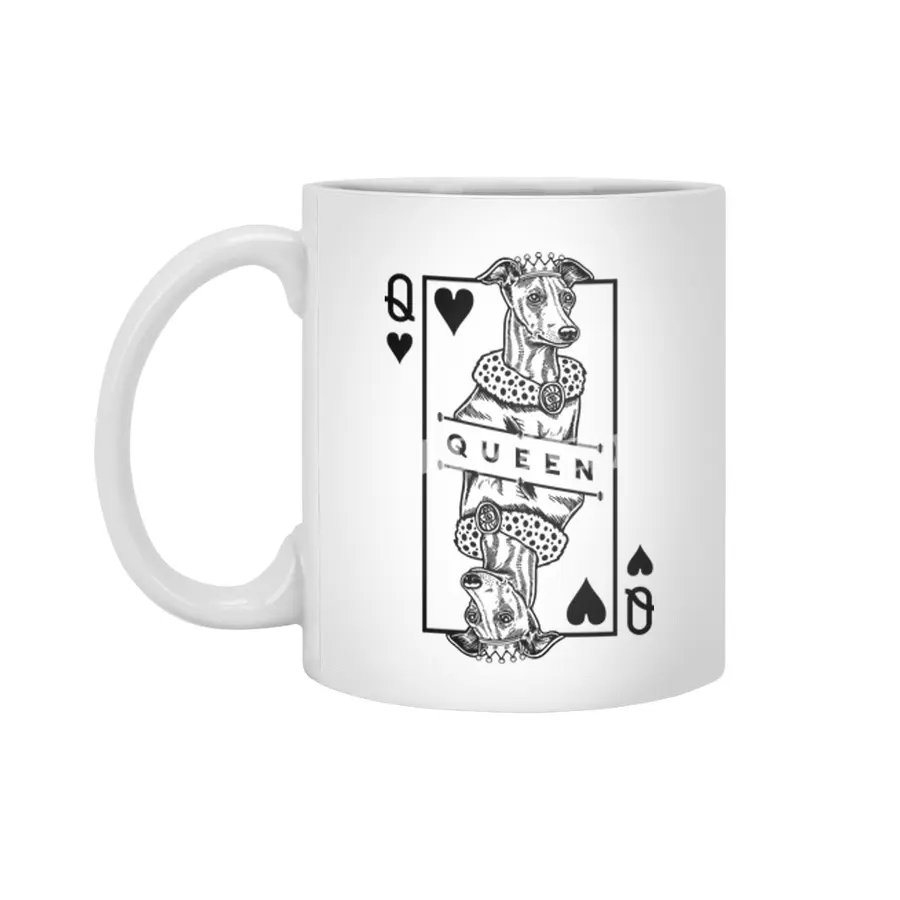 Italian Greyhound Queen Of Hearts Funny Dog Lover Pop Art Beyaz Kupa