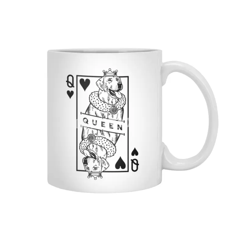Labrador Retriever Queen Of Hearts Funny Lab Dog Pop Art Beyaz Kupa