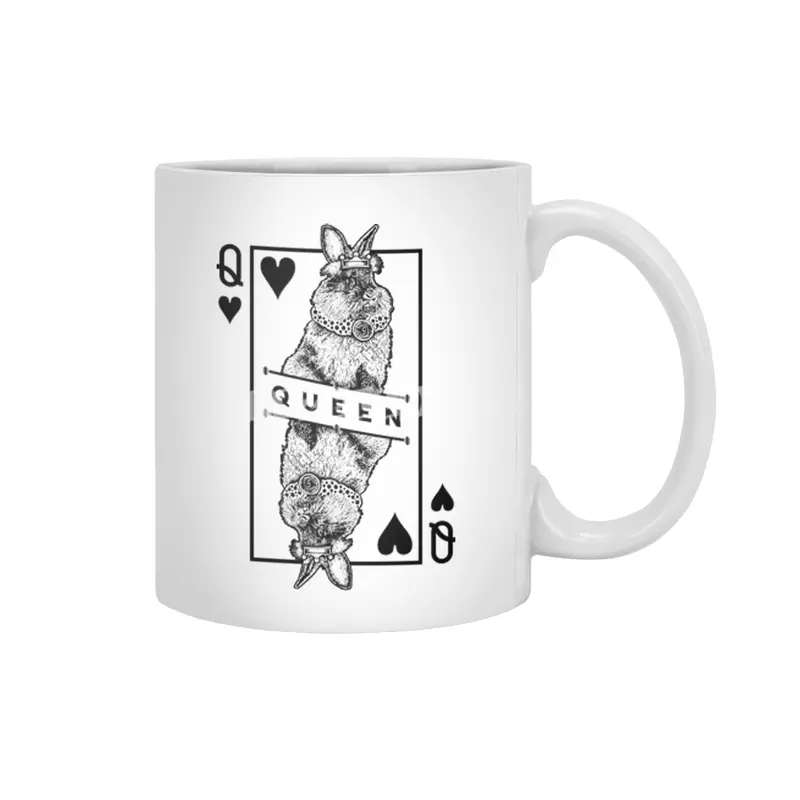 Lionhead Bunny Rabbit Queen Of Hearts Funny Pet Pop Art Beyaz Kupa