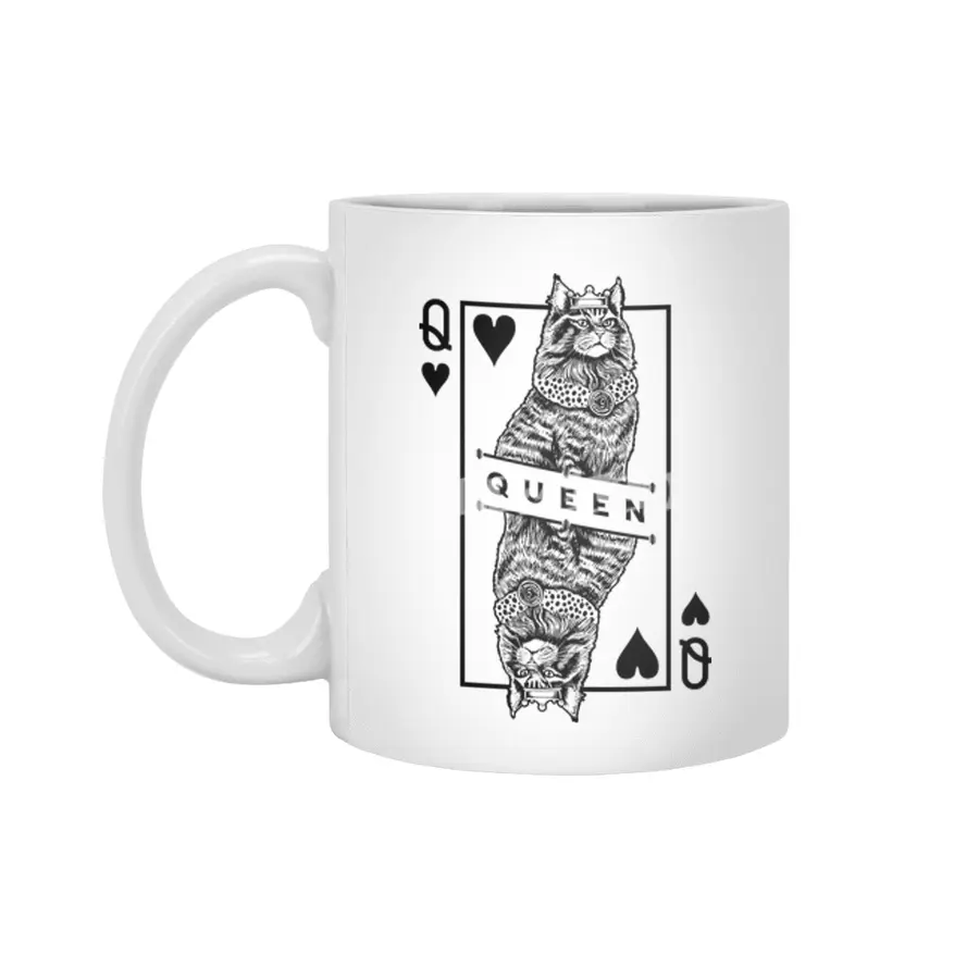 Maine Coon Queen Of Hearts Funny Cat Lover Pop Art Beyaz Kupa