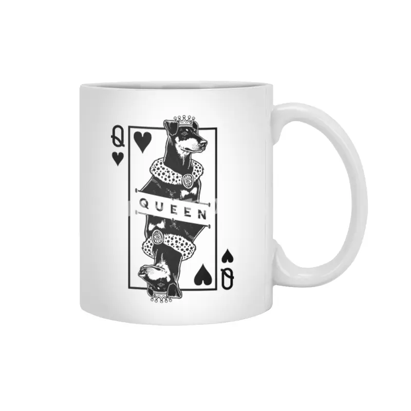 Manchester Terrier Queen Of Hearts Funny Dog Lover Pop Art Beyaz Kupa