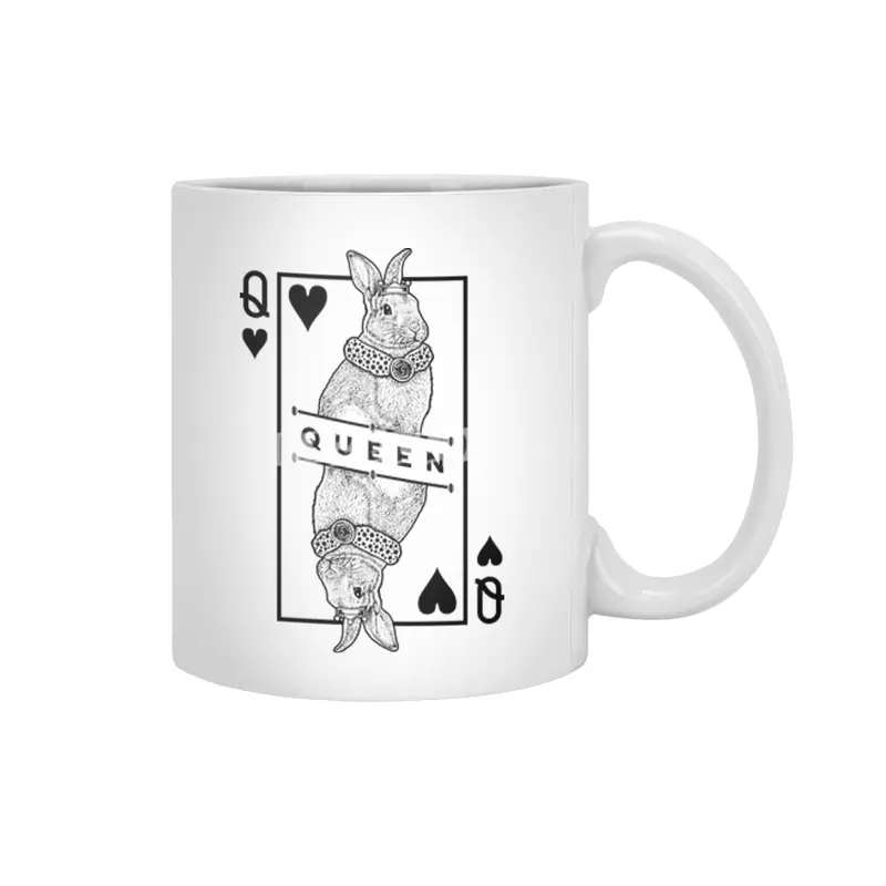 Mini Rex Bunny Rabbit Queen Of Hearts Funny Pet Pop Art Beyaz Kupa