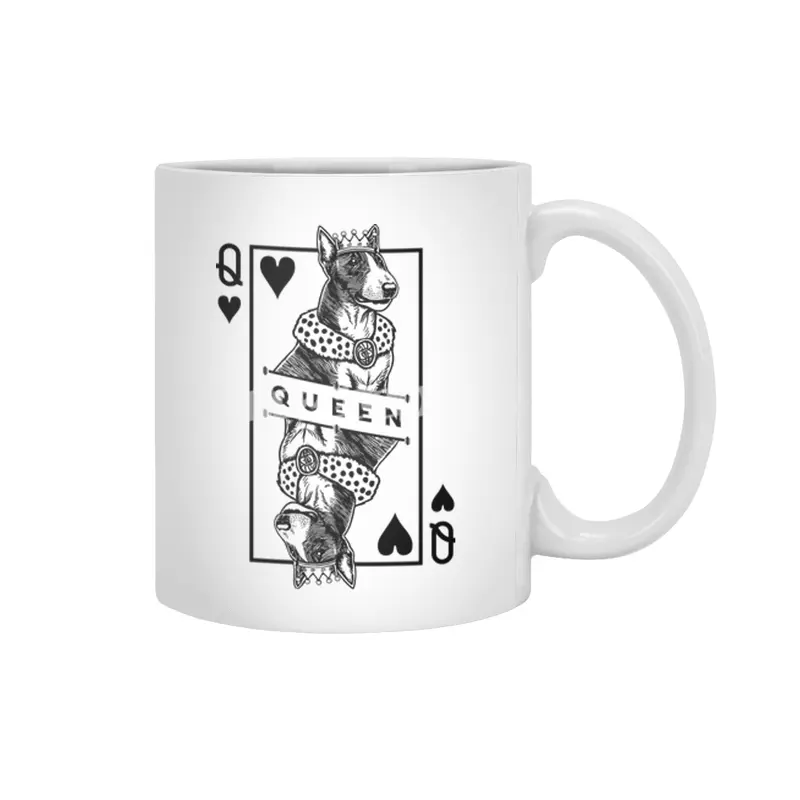 Miniature Bull Terrier Queen Of Hearts Dog Lover Pop Art Beyaz Kupa