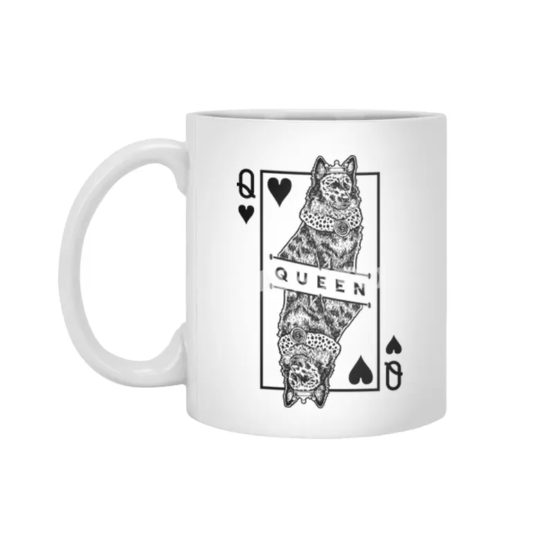 Mudi Blue Merle Queen Of Hearts Funny Dog Lover Pop Art Beyaz Kupa