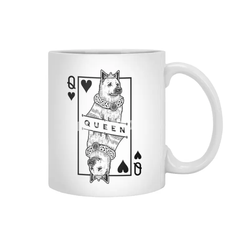 Norwegian Buhund Queen Of Hearts Funny Dog Lover Pop Art Beyaz Kupa