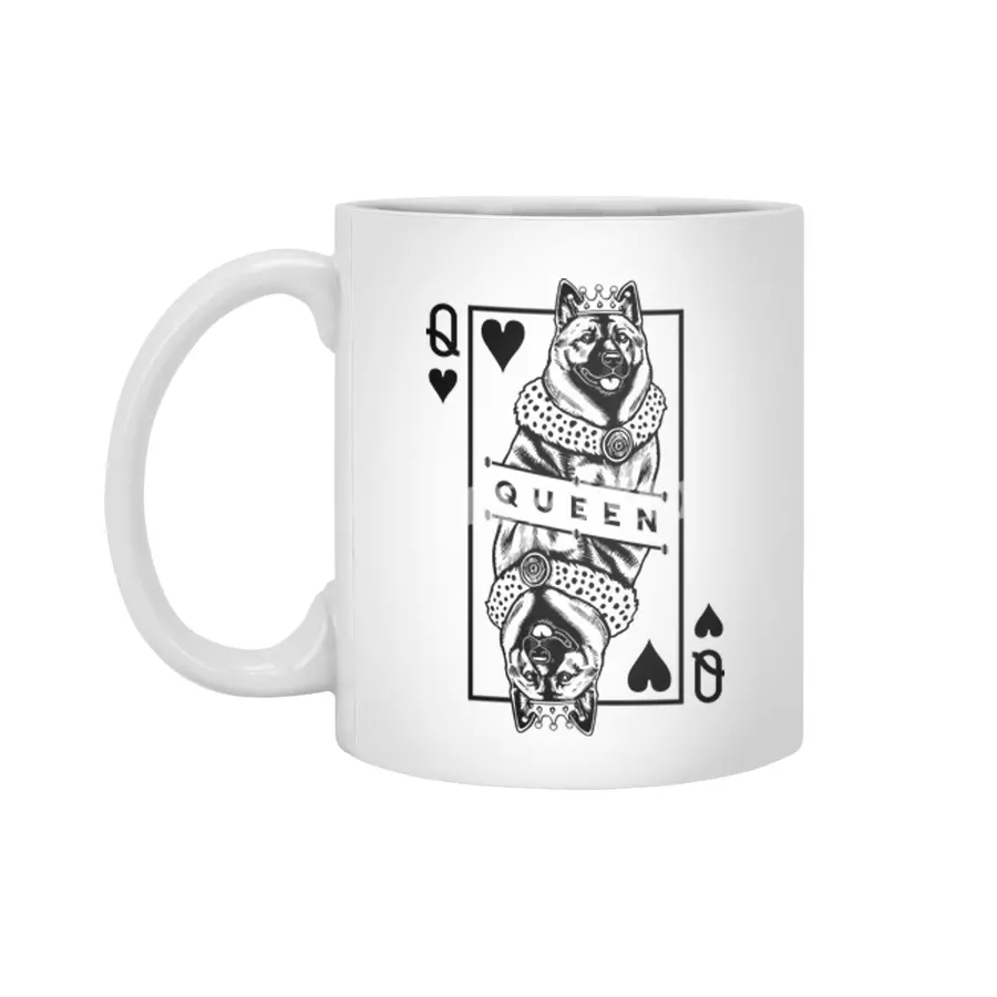 Norwegian Elkhound Queen Of Hearts Funny Dog Lover Pop Art Beyaz Kupa