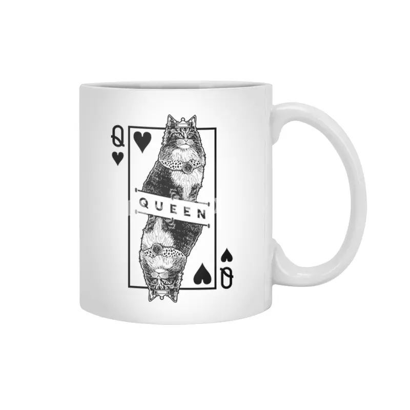 Norwegian Forest Cat Lover Queen Of Hearts Funny Pop Art Beyaz Kupa