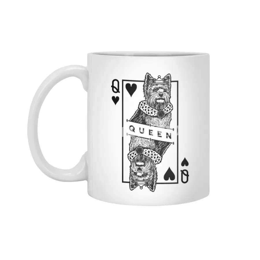 Norwich Terrier Queen Of Hearts Funny Dog Lover Pop Art Beyaz Kupa