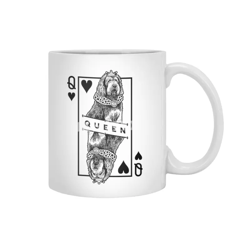 Otterhound Queen Of Hearts Funny Dog Lover Pop Art Beyaz Kupa