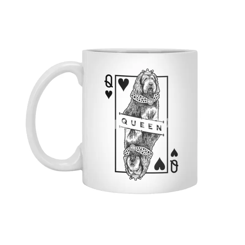 Otterhound Queen Of Hearts Funny Dog Lover Pop Art Beyaz Kupa