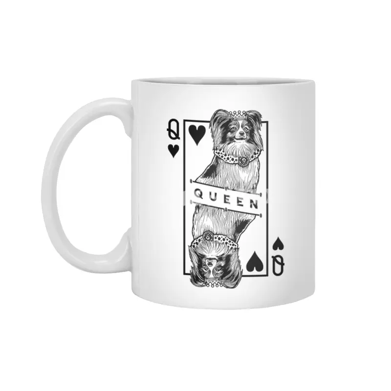 Papillon Queen Of Hearts Funny Butterfly Dog Lover Pop Art Beyaz Kupa