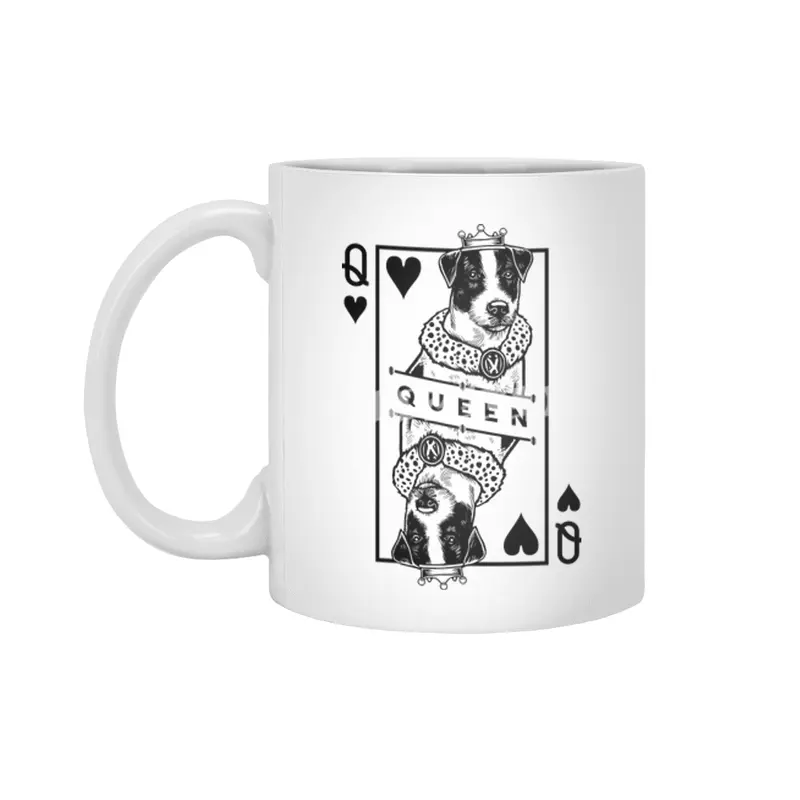 Parson Russell Terrier Queen Of Hearts Funny Dog Pop Art Beyaz Kupa