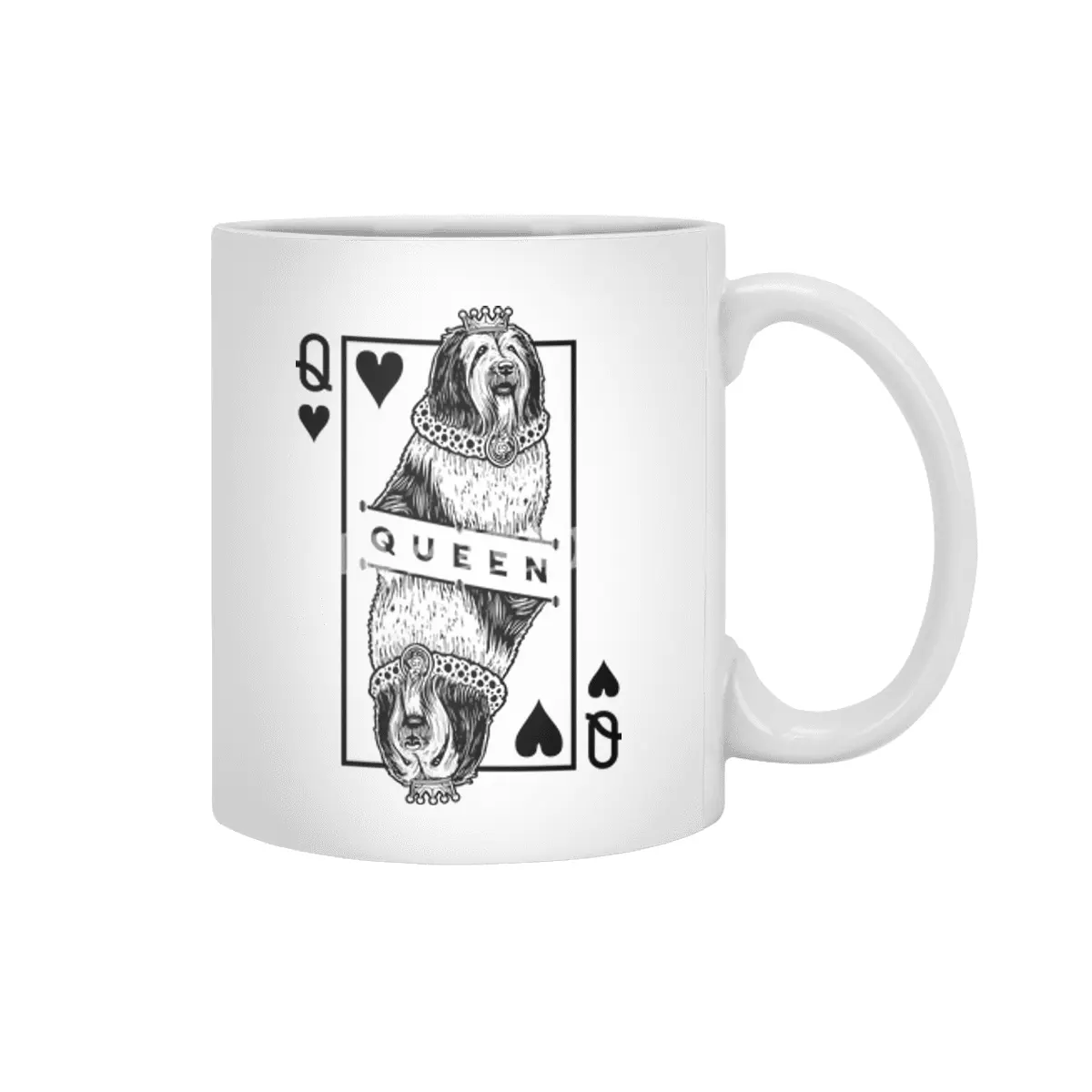 Polish Lowland Sheepdog Queen Of Hearts Funny PLS Dog Lover Beyaz Kupa