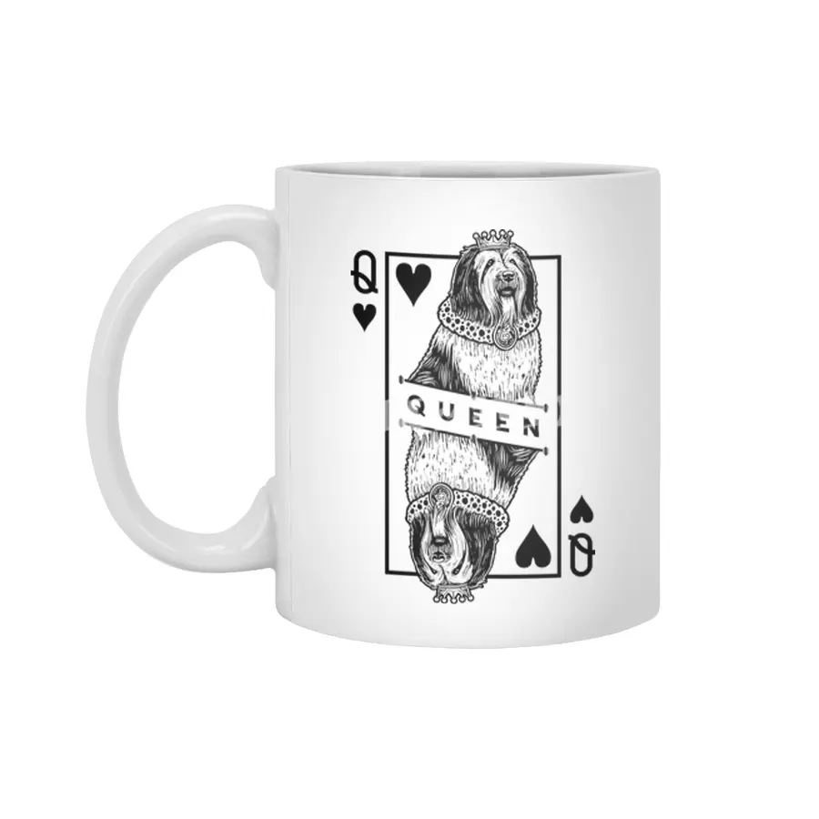 Polish Lowland Sheepdog Queen Of Hearts Funny PLS Dog Lover Beyaz Kupa