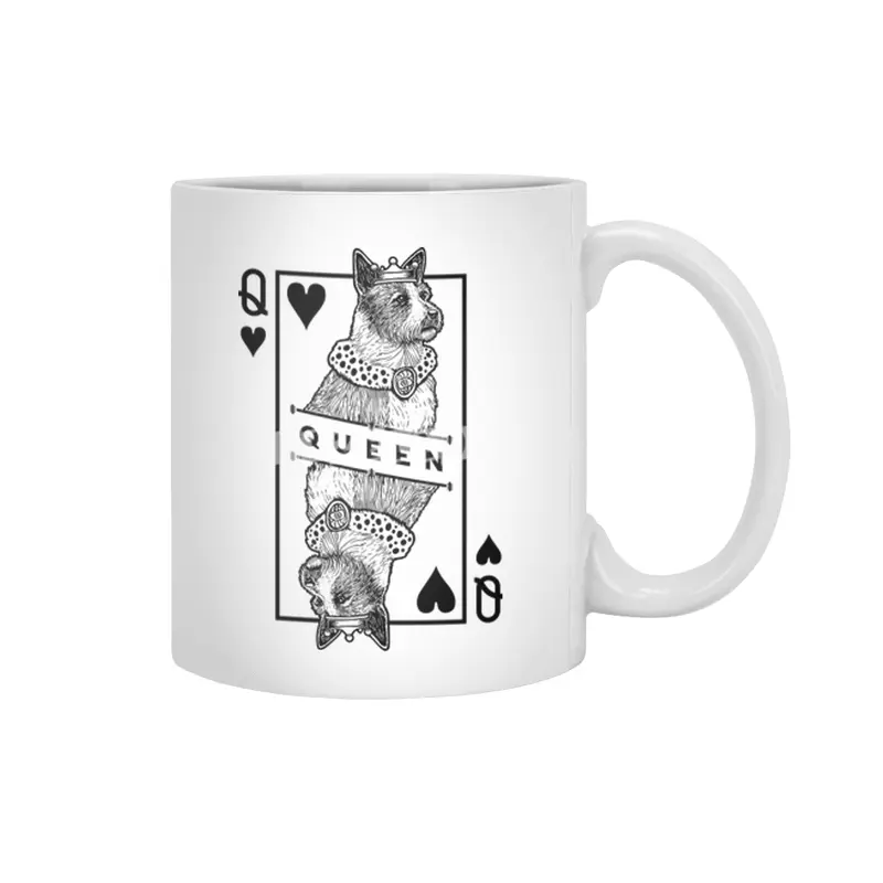 Portuguese Podengo Pequeno Queen Of Hearts Funny Dog Lover Beyaz Kupa