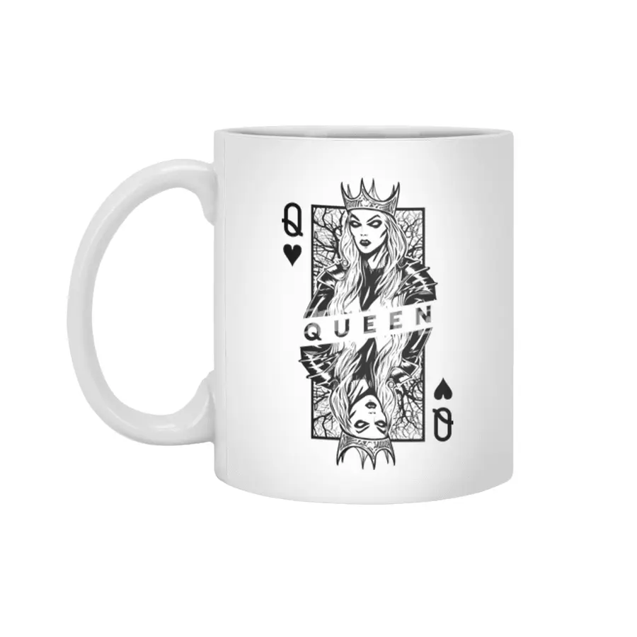 Queen Of Hearts Evil Vampire Woman Card Halloween Pop Art Beyaz Kupa