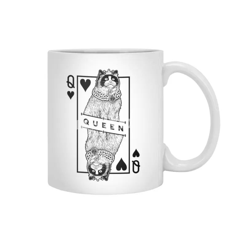 Ragdoll Queen Of Hearts Funny Cat Lover Pop Art Beyaz Kupa
