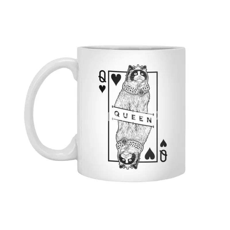Ragdoll Queen Of Hearts Funny Cat Lover Pop Art Beyaz Kupa