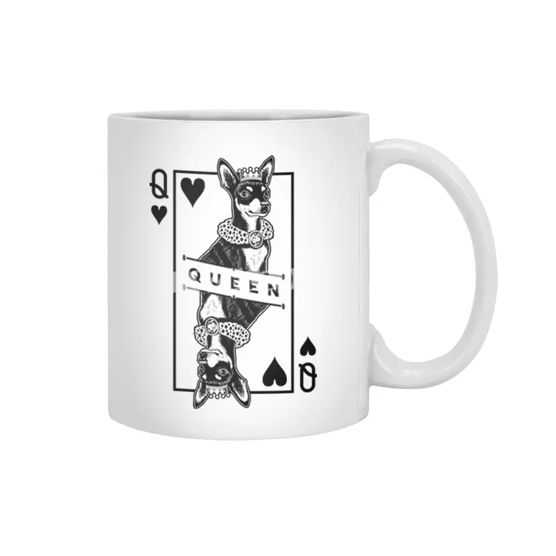 Russian Toy Terrier Queen Of Hearts Funny Dog Lover Pop Art Beyaz Kupa