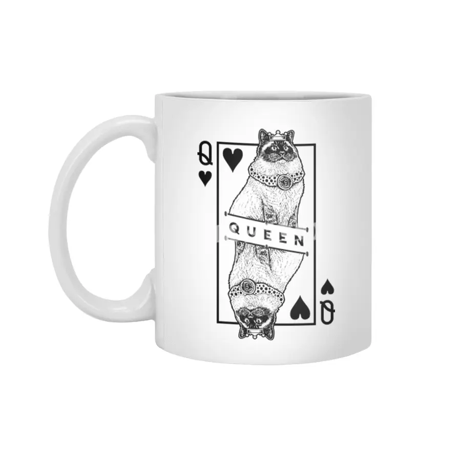 Sacred Birman Cat Lover Queen Of Hearts Funny Pop Art Beyaz Kupa