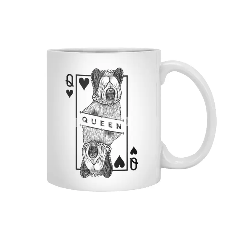 Skye Terrier Queen Of Hearts Funny Dog Lover Pop Art Beyaz Kupa