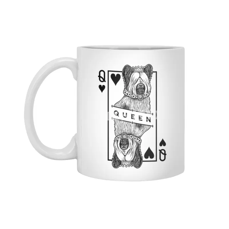 Skye Terrier Queen Of Hearts Funny Dog Lover Pop Art Beyaz Kupa
