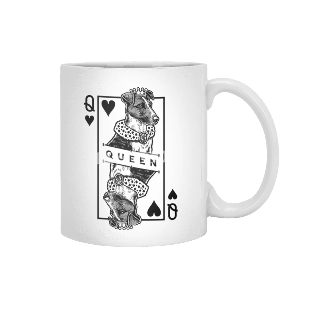 Smooth Fox Terrier Queen Of Hearts SFT Foxie Dog Lover Beyaz Kupa