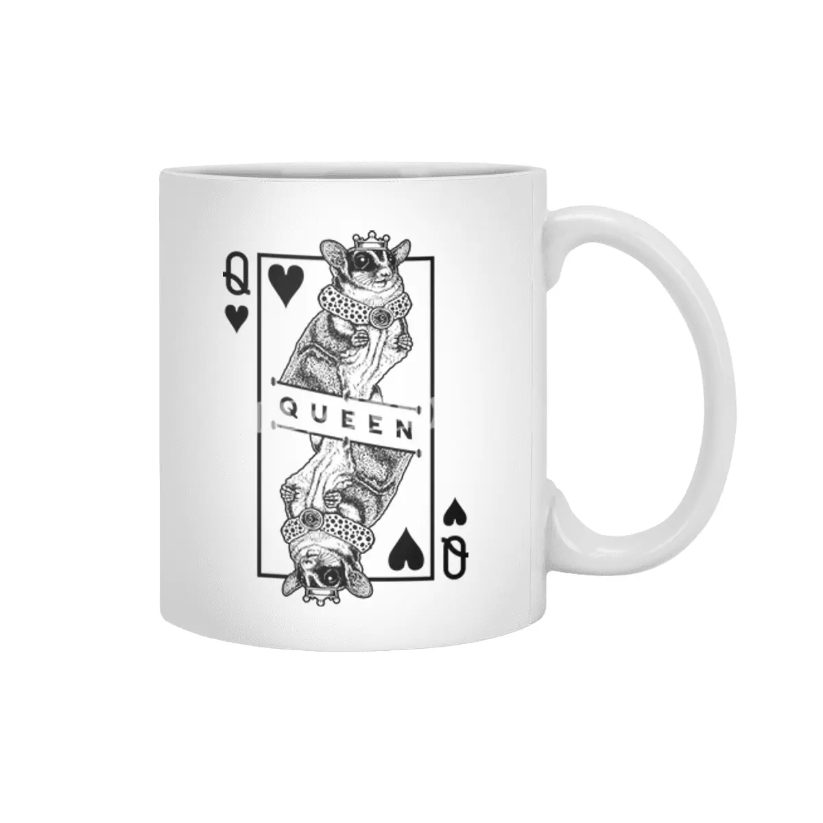 Sugar Glider Lover Queen Of Hearts Funny Pet Possum Pop Art Beyaz Kupa