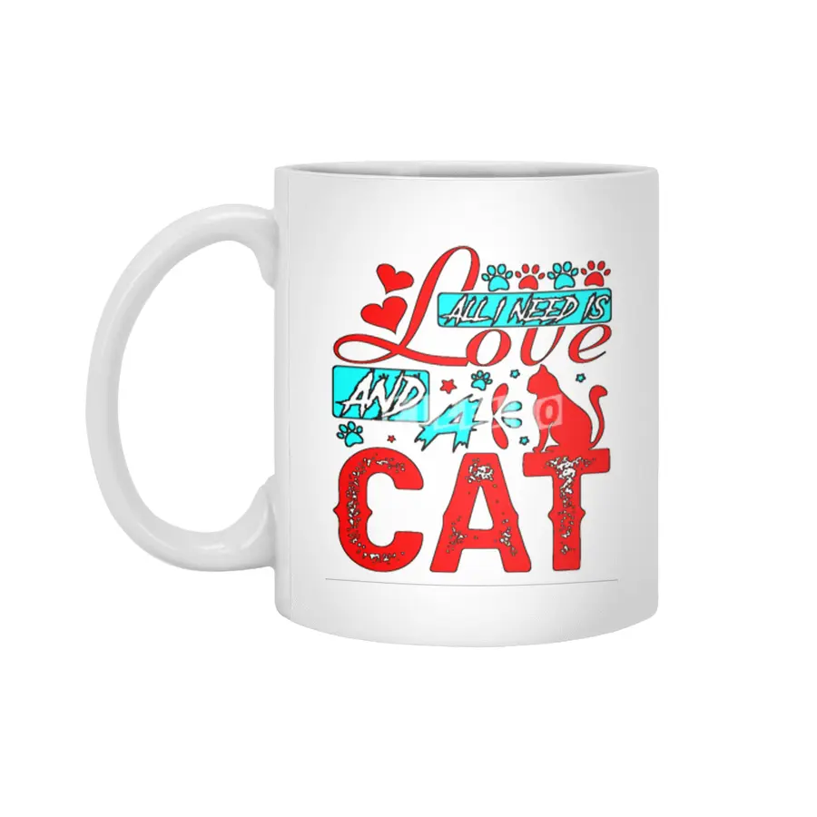 ALL I NEED IS LOVE AND A CAT Beyaz Kupa