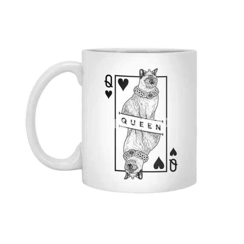 Tonkinese Tonk Cat Lover Queen Of Hearts Funny Pop Art Beyaz Kupa