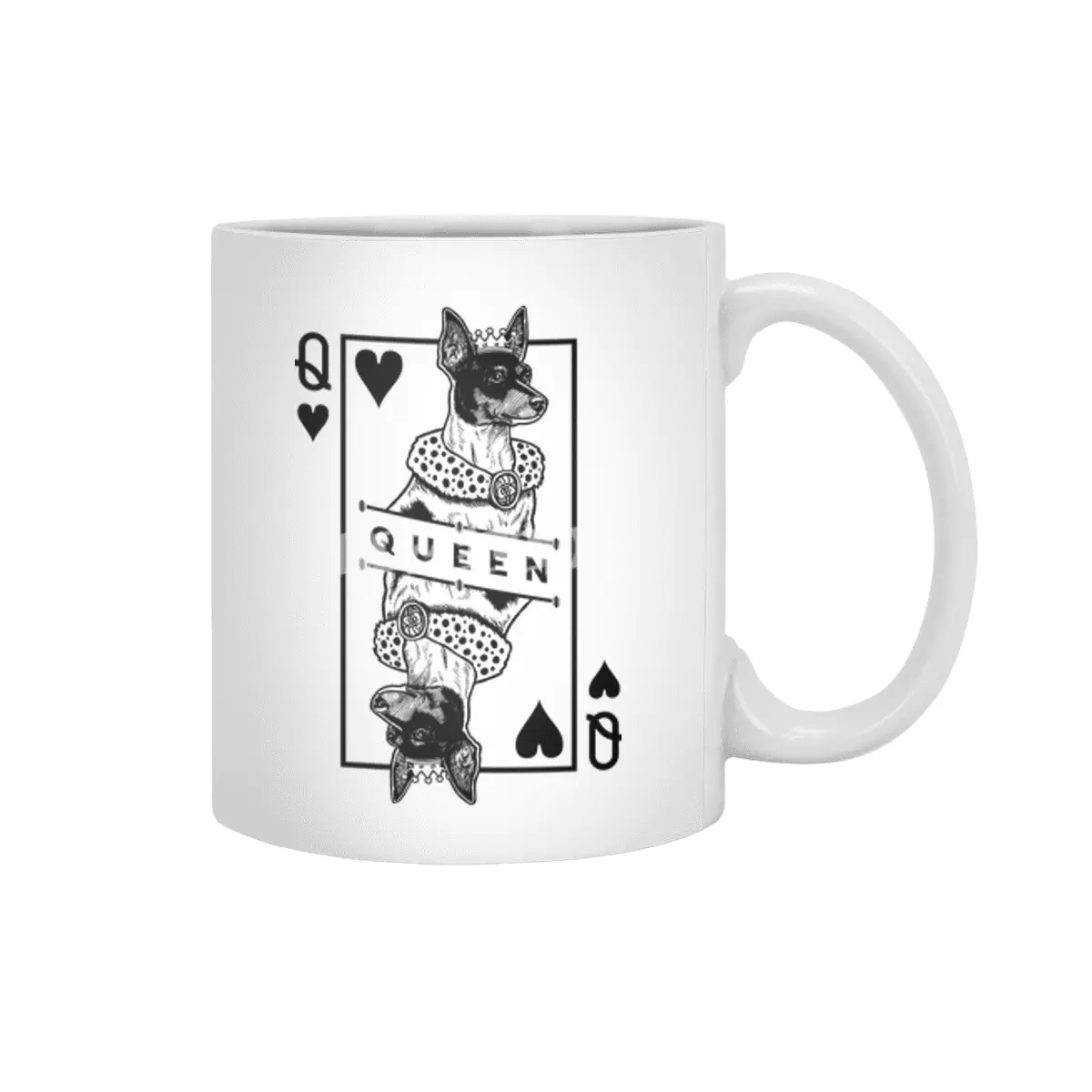 Toy Fox Terrier Queen Of Hearts Funny Dog Lover Pop Art Beyaz Kupa