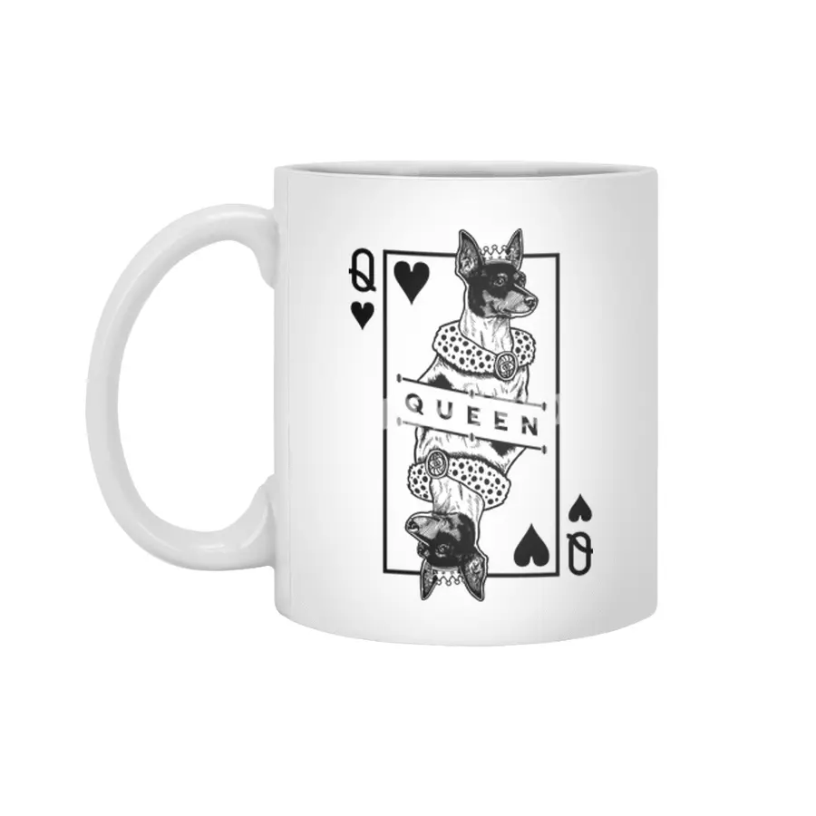Toy Fox Terrier Queen Of Hearts Funny Dog Lover Pop Art Beyaz Kupa