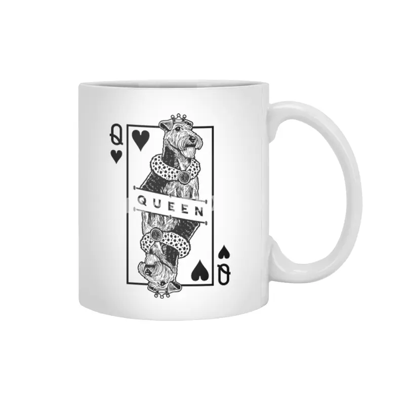 Welsh Terrier Queen Of Hearts Funny Welshie Dog Pop Art Beyaz Kupa