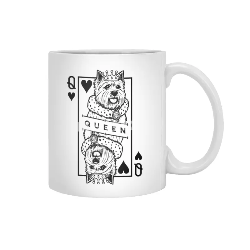West Highland White Terrier Queen Of Hearts Dog Pop Art Beyaz Kupa