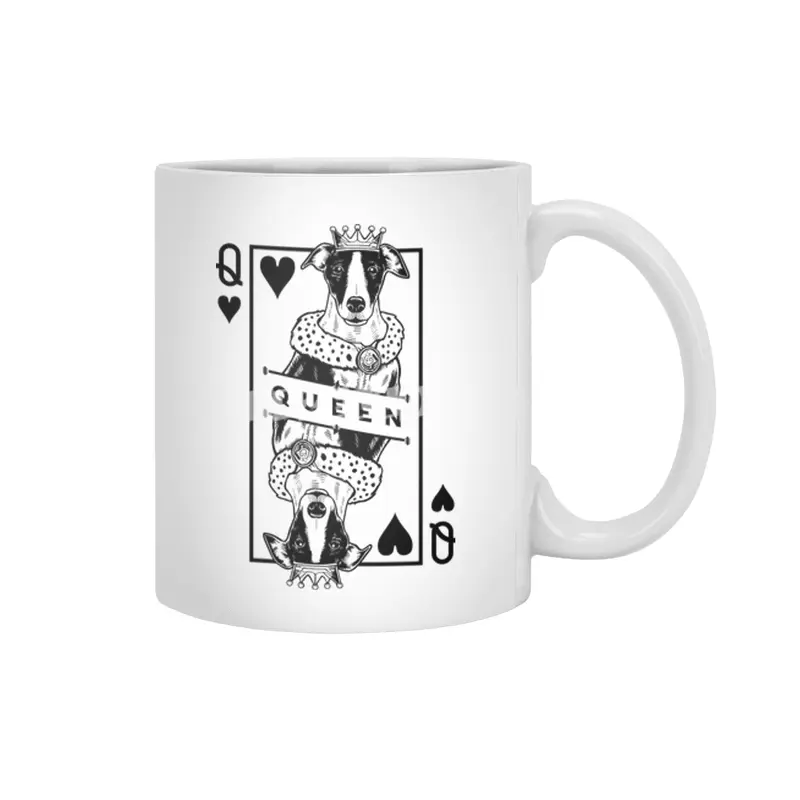 Whippet Queen Of Hearts Funny Dog Lover Card Pop Art Beyaz Kupa