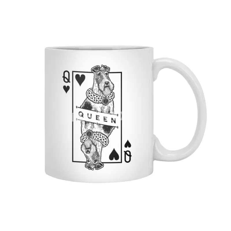 Wire Fox Terrier Queen Of Hearts Funny Dog Lover Pop Art Beyaz Kupa