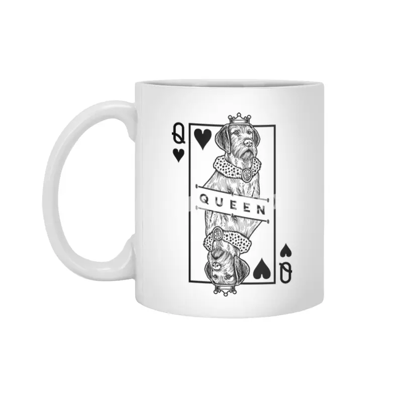 Wirehaired Vizsla Queen Of Hearts Funny Dog Lover Pop Art Beyaz Kupa