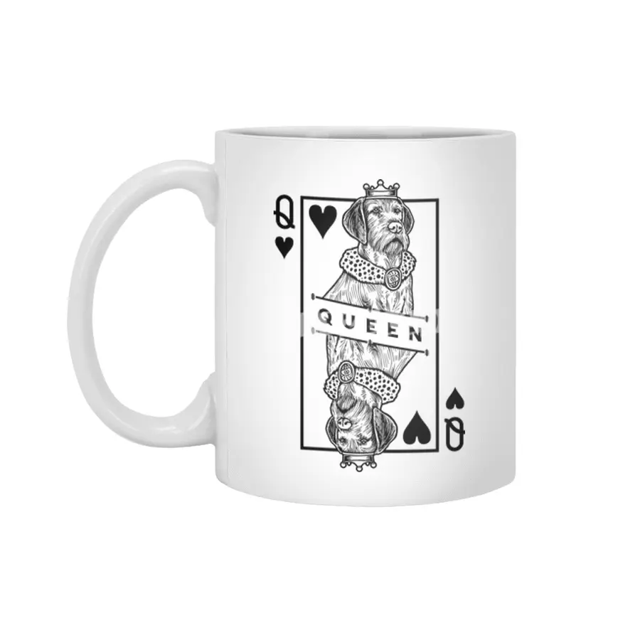 Wirehaired Vizsla Queen Of Hearts Funny Dog Lover Pop Art Beyaz Kupa