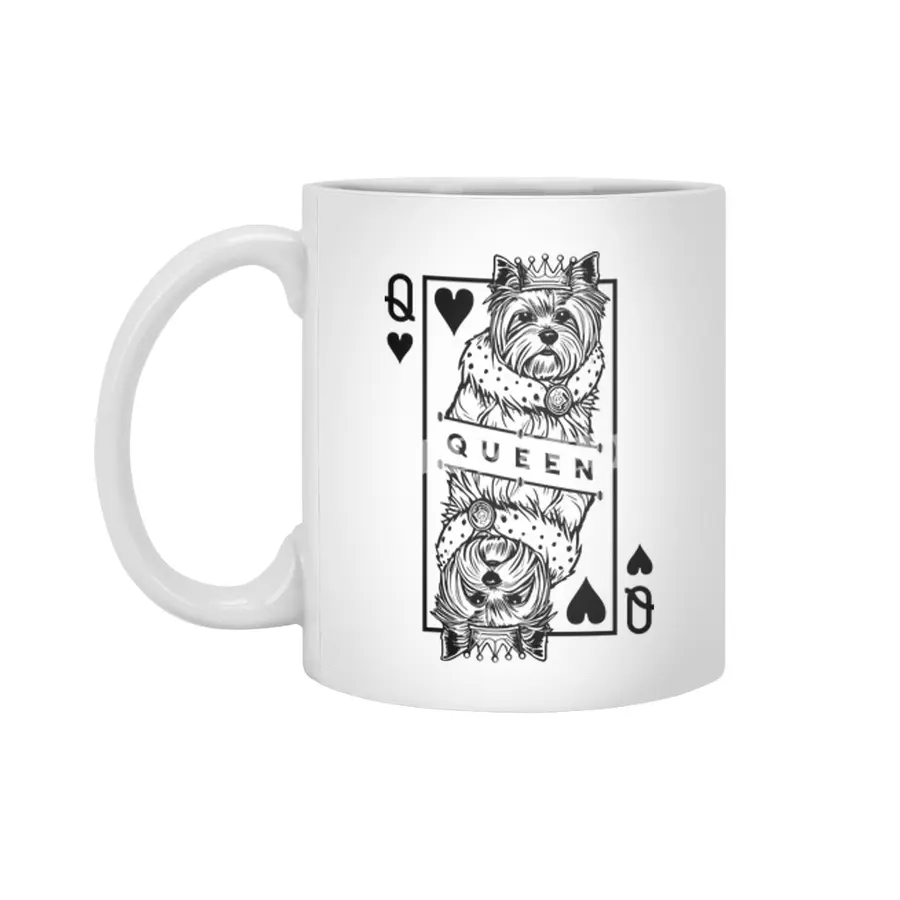 Yorkshire Terrier Queen Of Hearts Dog Playing Card Pop Art Beyaz Kupa