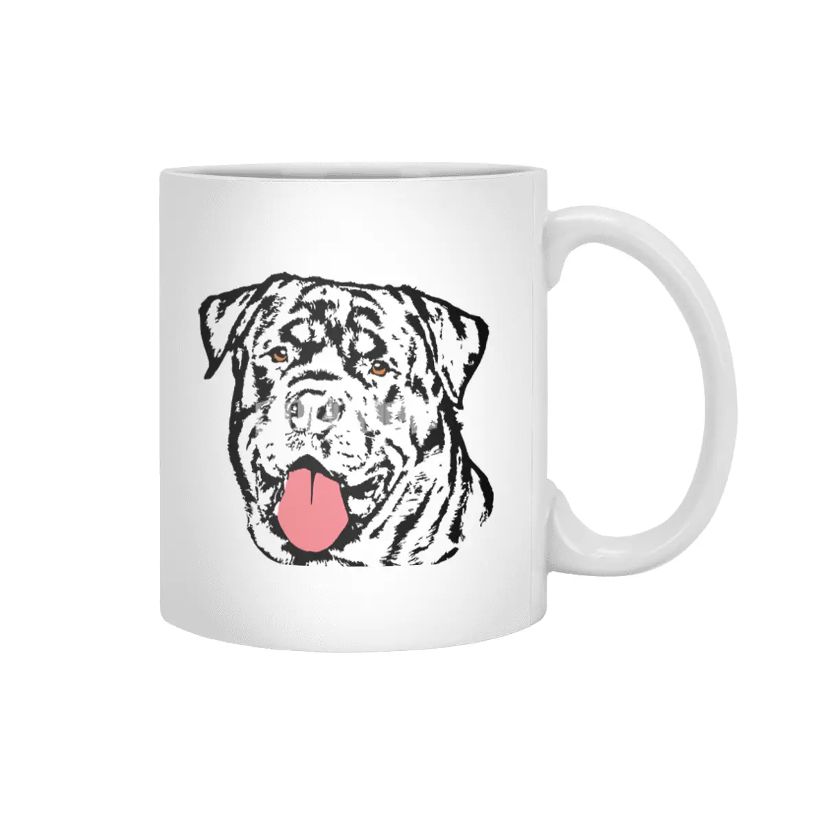 Rottweiler Dog - Colored Eyes and Tongue Beyaz Kupa