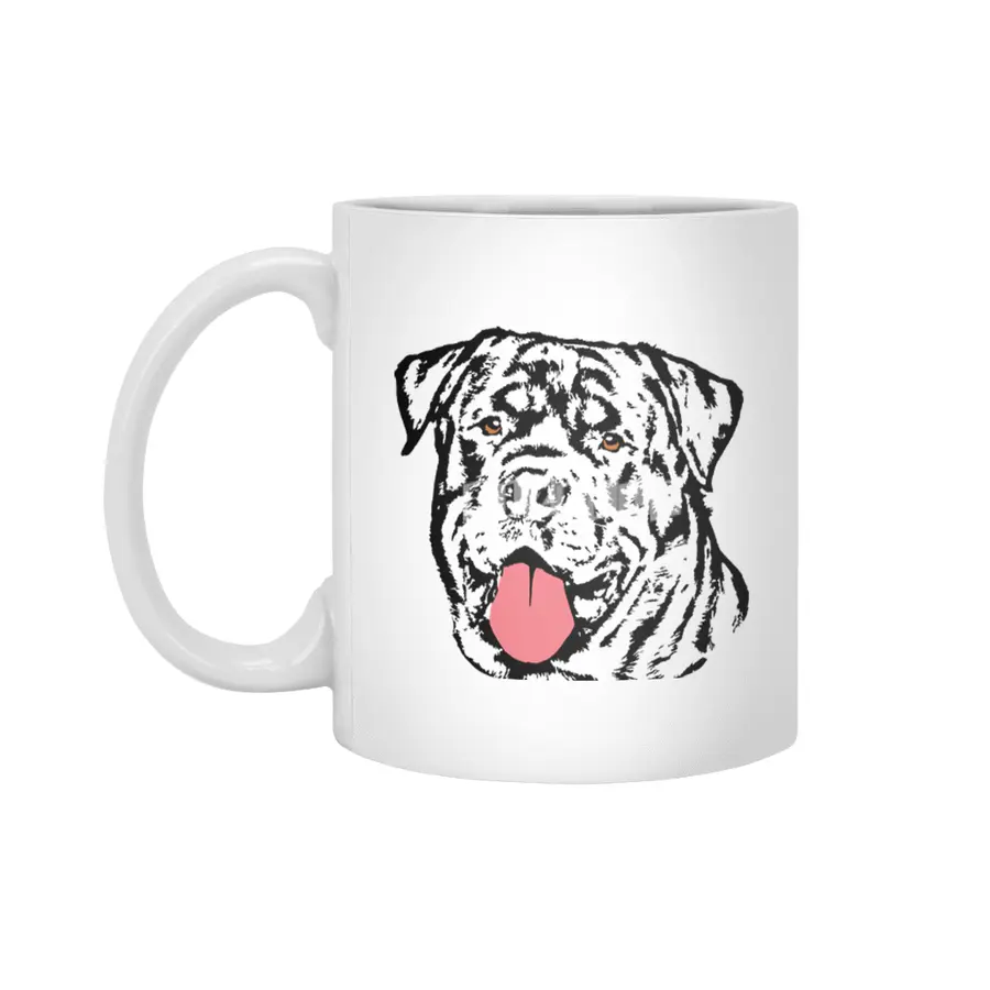 Rottweiler Dog - Colored Eyes and Tongue Beyaz Kupa