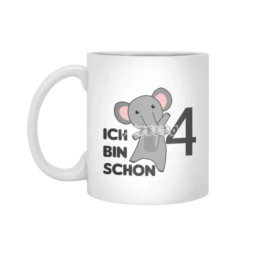 4th Birthday Elephant Four Years Old Beyaz Kupa