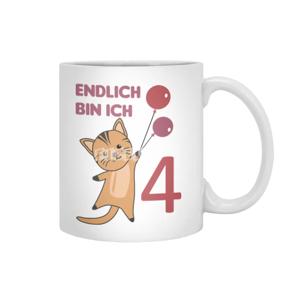 Cat 4th Birthday For Kids 4 Years Old Purple Beyaz Kupa