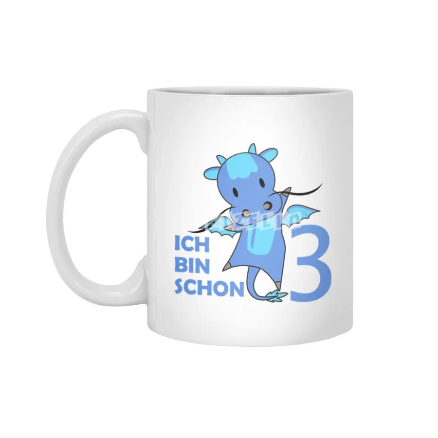 Dragon Blue Three Years Old 3rd Birthday Kids Beyaz Kupa
