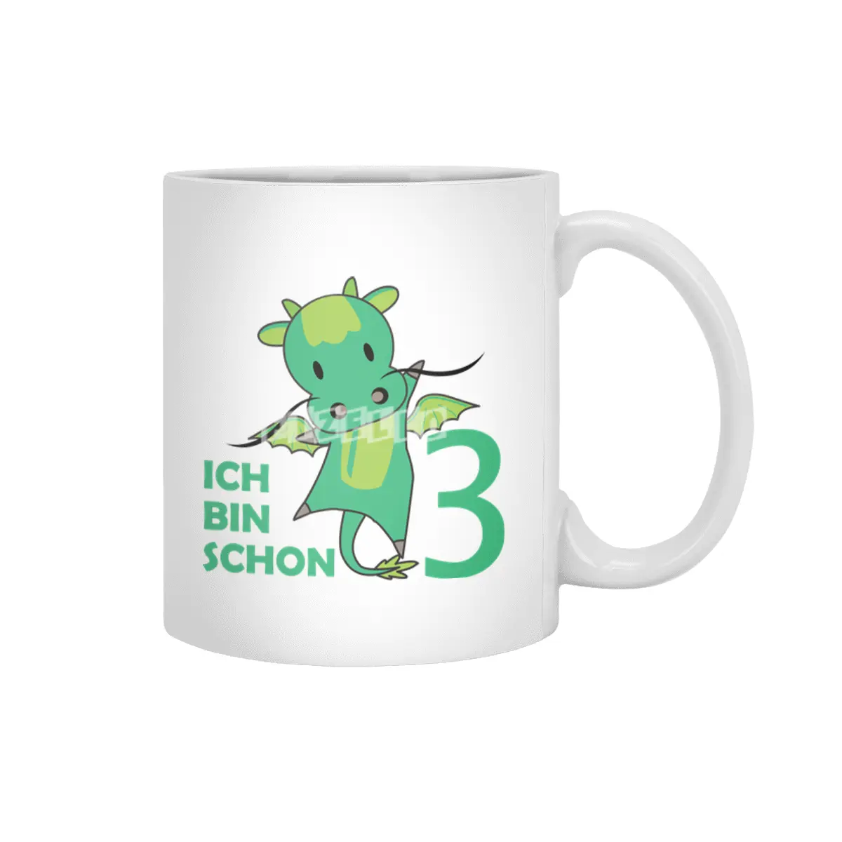 Dragon Green Three Years Old 3rd Birthday Kids Beyaz Kupa