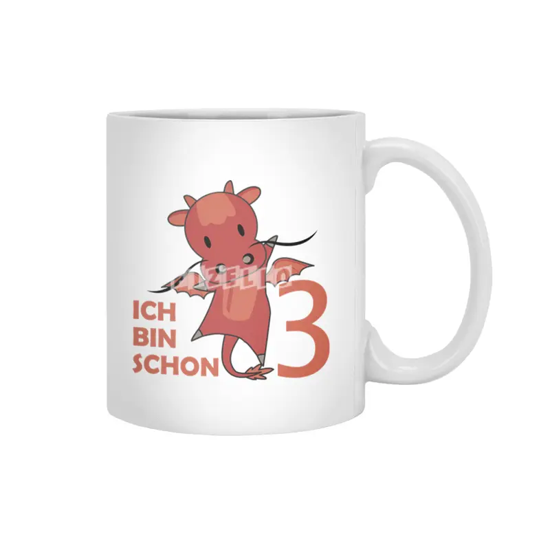 Dragon Red Three Years Old 3rd Birthday Kids Beyaz Kupa