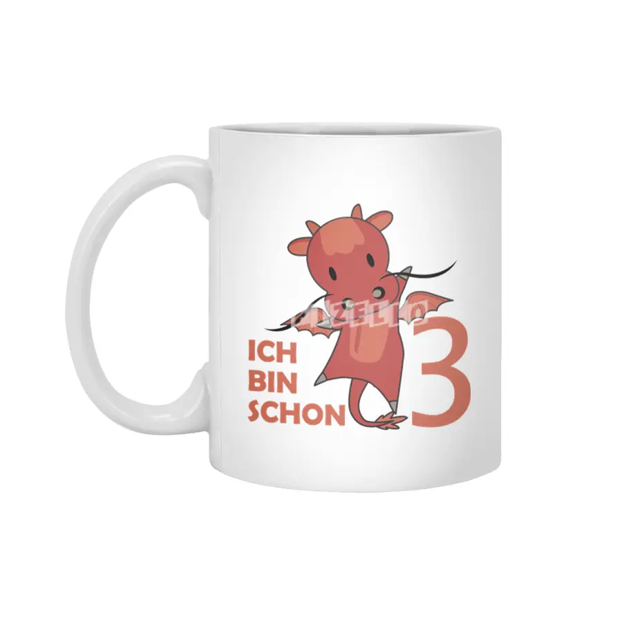 Dragon Red Three Years Old 3rd Birthday Kids Beyaz Kupa